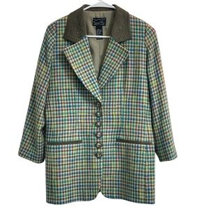 Suzelle Vintage Wool Houndstooth Blazer with Embroidered Collar - Size Women’s 8